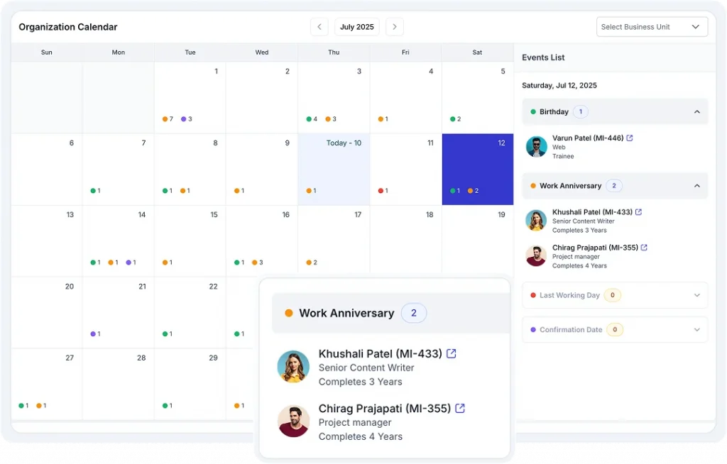 organization calendar