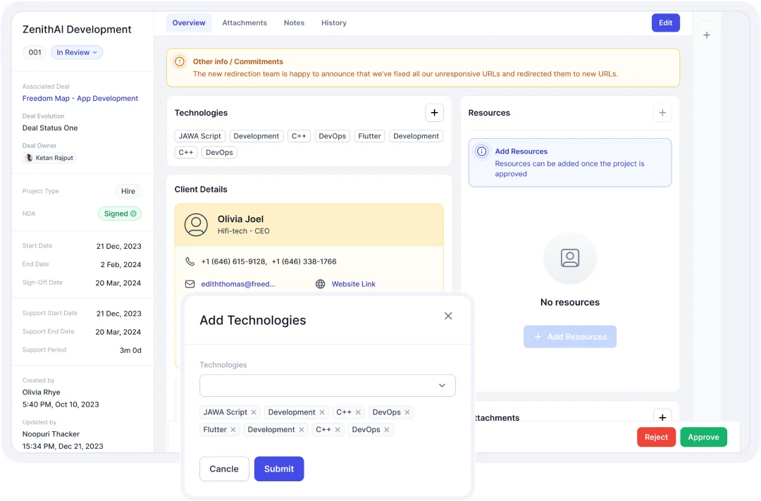 Accept and manage Assigned Projects