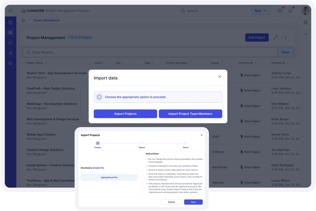 Bulk Upload Project Data
