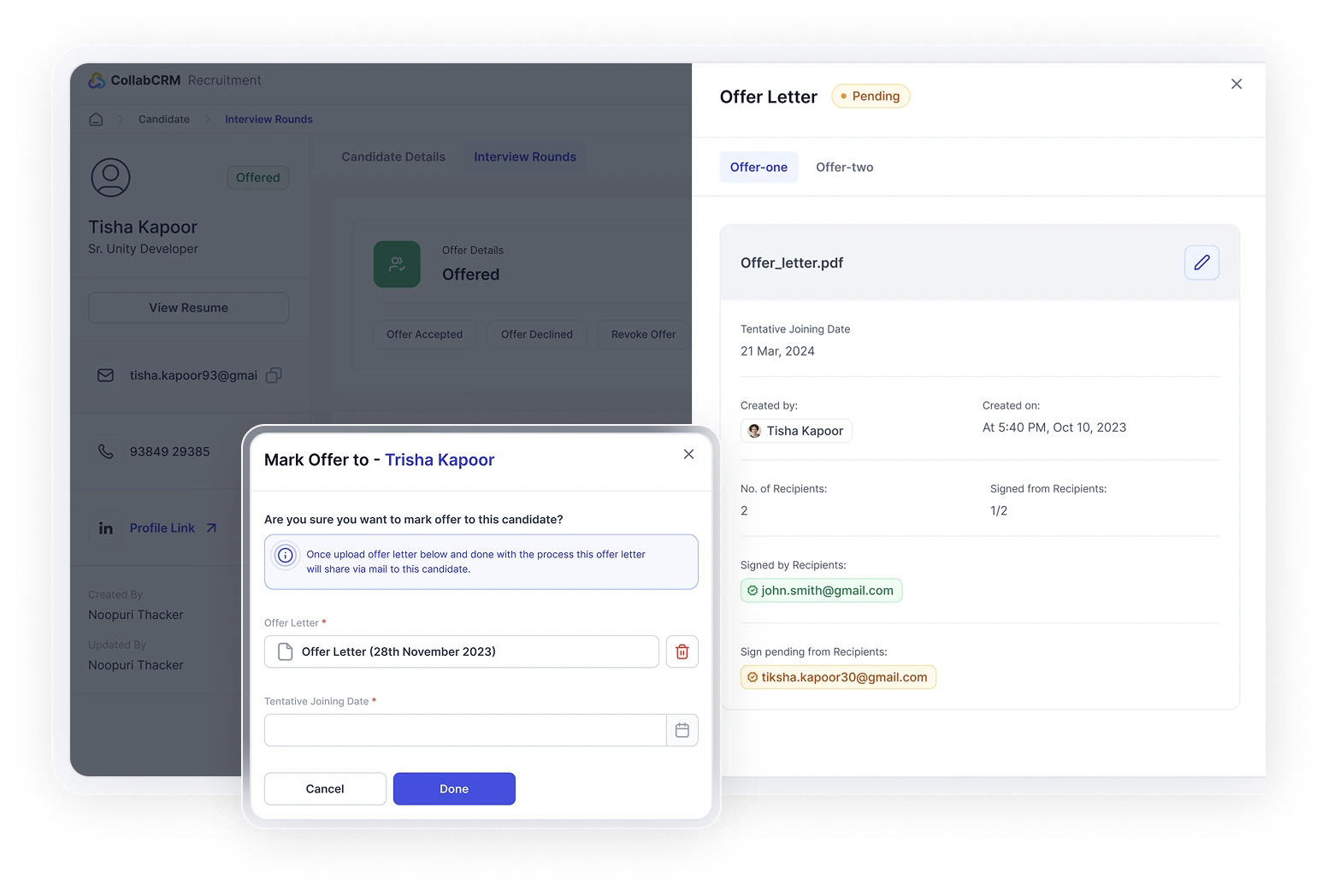 Automate offer letter process