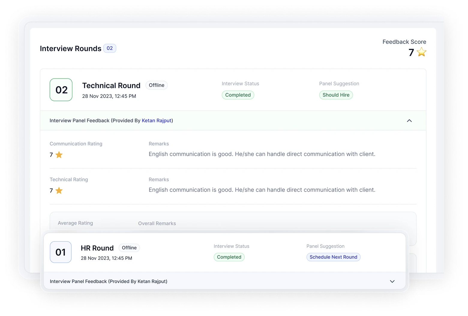 Have feedback for each interview