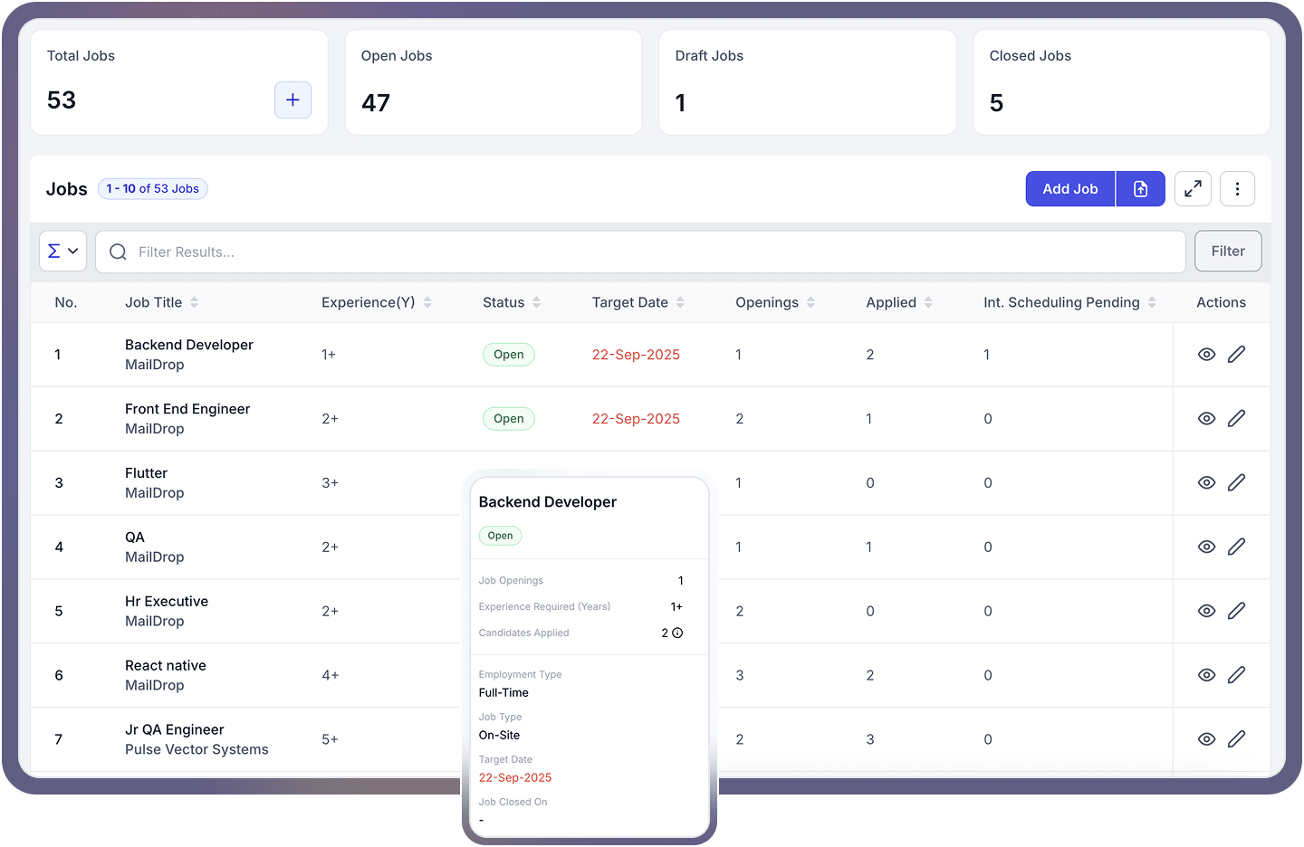 Manage job listings in bulk