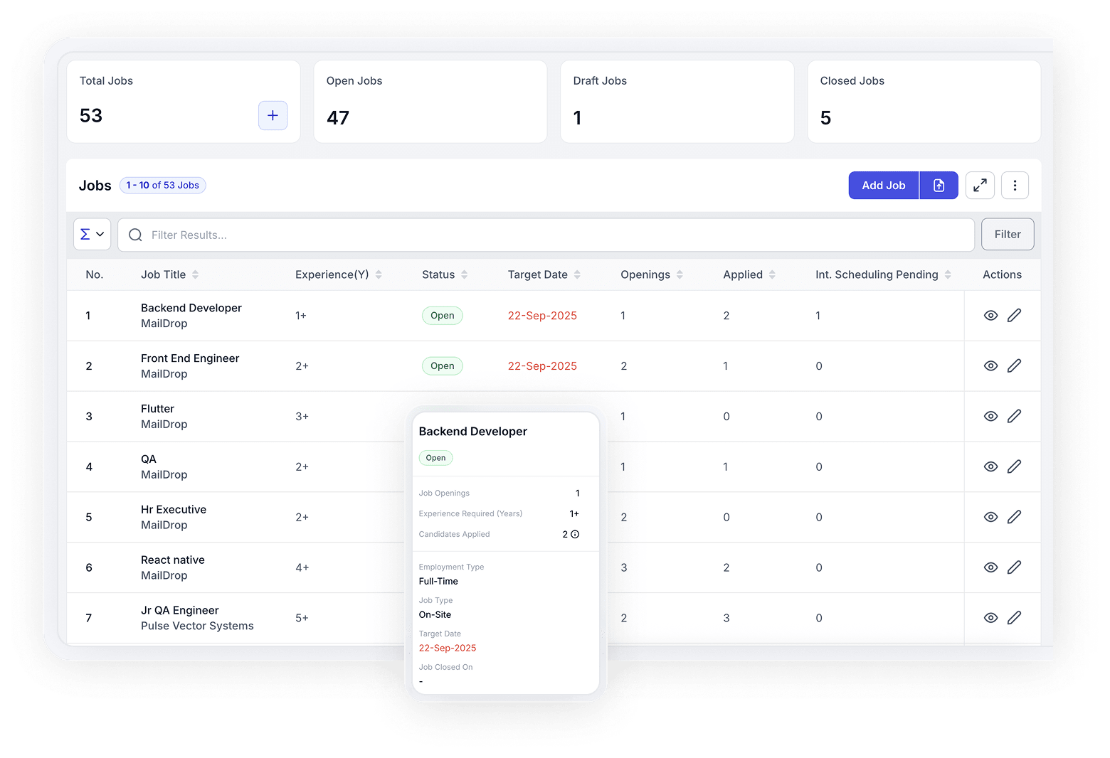 Manage job listings in bulk