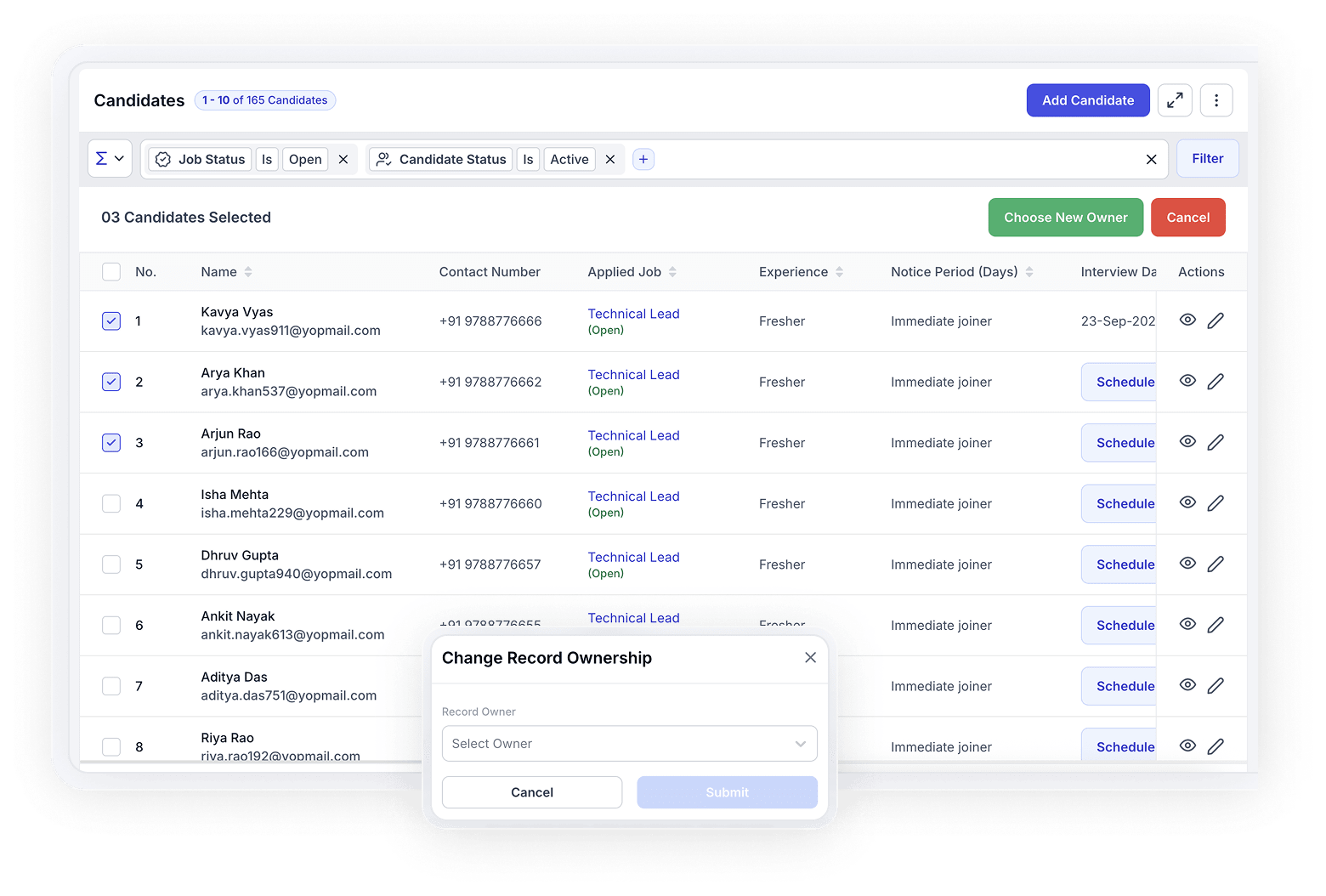 Reallocate recruiters without losing progress