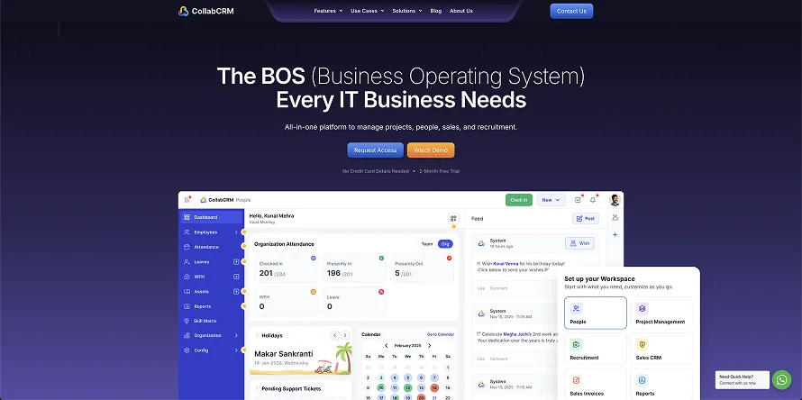 collabcrm website homepage