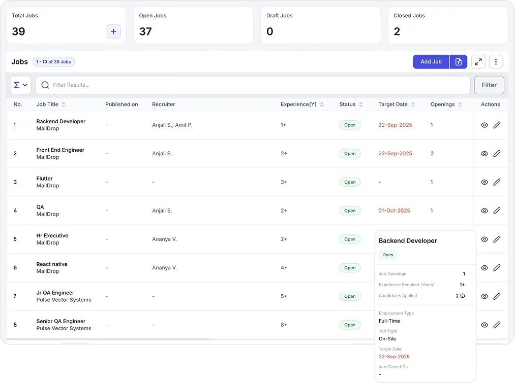 Manage job listings in bulk