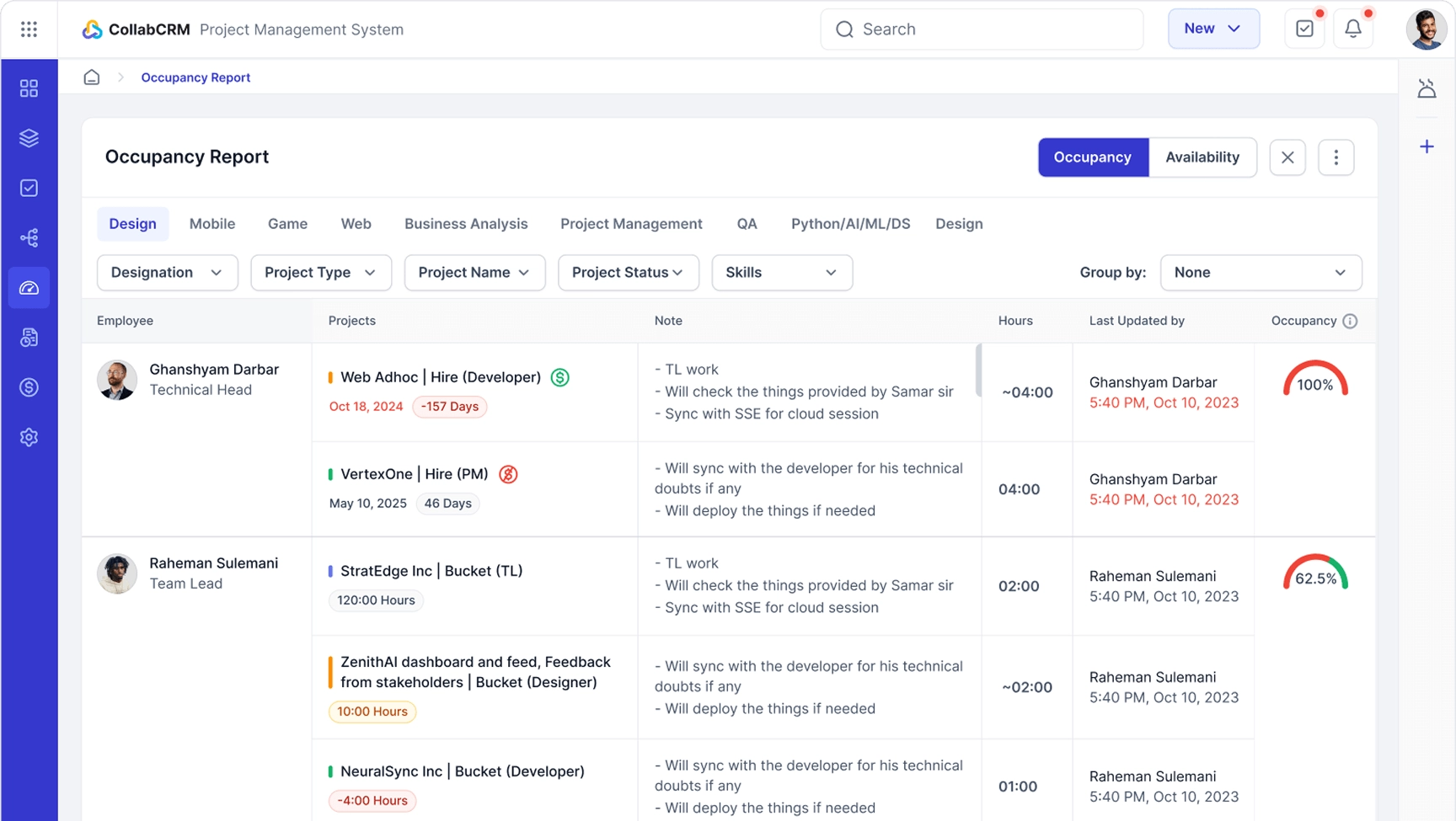 Occupancy Report for IT Teams | Real-Time Utilization Insights | CollabCRM