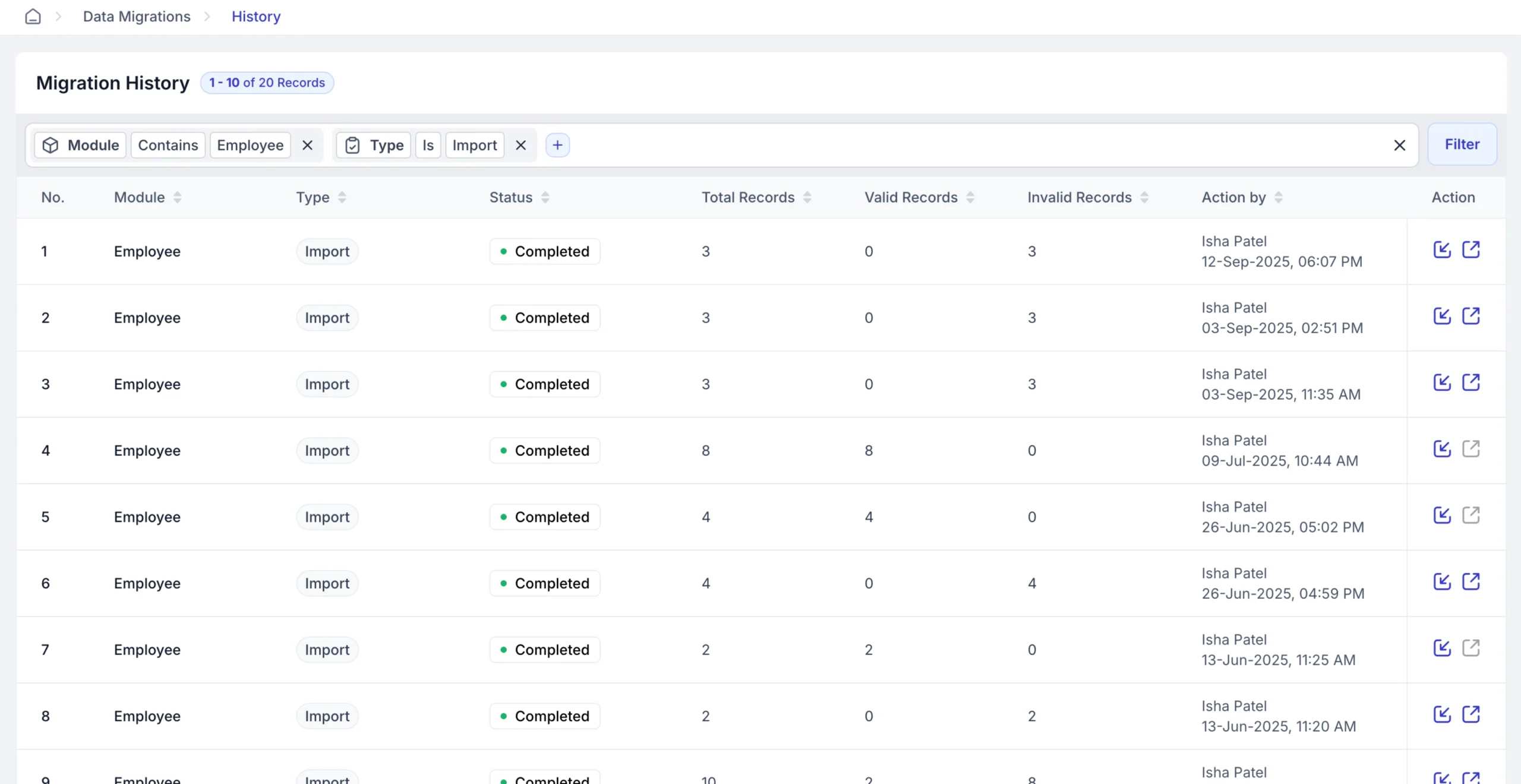 monitor import history and resolve errors