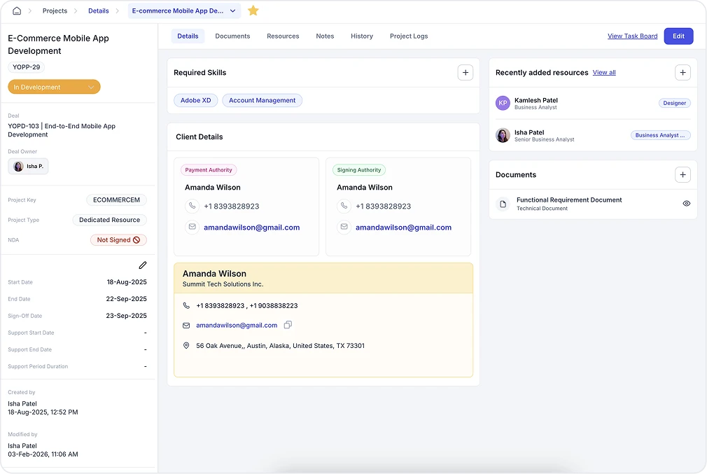 End-to-End Project Tracking