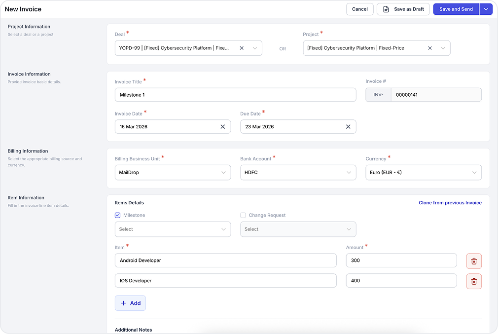 Flexible Invoice Creation