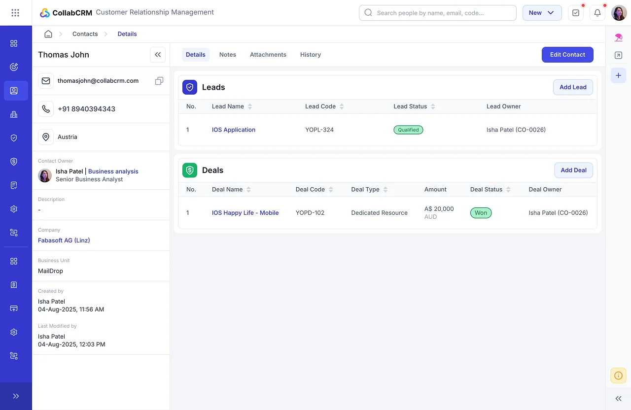 lead and contact management